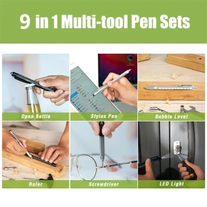Pix multifunctional, 9 in 1, rigla, surubelnita, suport telefon, LED, negru - Img 3
