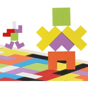 Puzzle din lemn 3in1 pentru copii,asamblare logica,tetris,38 piese - Multicolor - Img 3