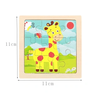 Puzzle educativ cu suport din lemn, set 4 modele animale, 11 x 11 cm, 9 piese fiecare, joc de logica si asociere pentru copii 3+ ani - Img 8