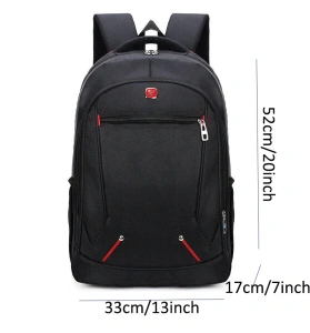 Rucsac barbati laptop impermeabil, antifurt, compartiment mare, material Oxford poliester nylon, ergonomic, scoala business calatorii, negru - Img 5