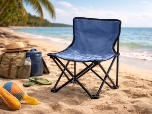 Scaun pliabil pentru pescuit si camping, cu husa transport, fotoliu pliabil confortabil, cadru metalic, albastru, 69x43x43 cm - Img 9