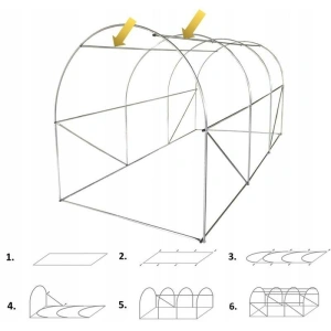 Sera tip tunel 3x2x2 m, cadru metalic, 6 ferestre - Img 5