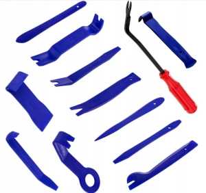 Set 12 unelte pentru demontare tapiterie auto, extractoare clipsuri si ornamente, plastic si metal, albastru, cu husa pentru organizare - Img 2