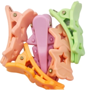 Set 18 elastice par 1.5 cm si 5 cleme mini model steluta, cutie organizator transparenta, multicolor - Img 4