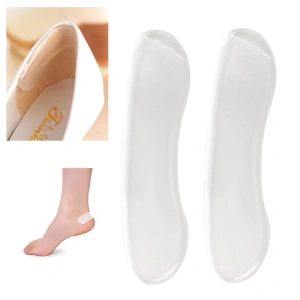 Set 2 branturi cu pernite de calcai, pentru pantofi cu toc, silicon transparente, marime universala, confort ridicat si fixare autoadeziva - Img 7