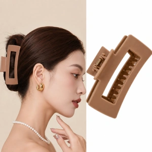 Set 2 clame par, culori variate 10.3 x 5 cm, selectate aleatoriu, clesti lati din plastic rigid cu dinti curbati si arc metalic, pentru par lung, gros si voluminos - Img 7