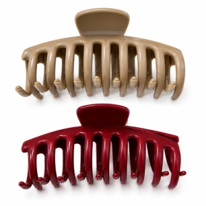 Set 2 clame pentru par 10.9 x 4.5 cm, culori diferite selectate aleatoriu, cleste din plastic rigid cu dinti curbati, pentru par lung si des - Img 3