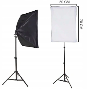 Set 2 softbox-uri profesionale cu lumina continua, 5500K, becuri 30W, trepiede reglabile 95-200 cm, difuzor textil, aluminiu si ABS, negru - Img 7