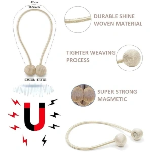 Set 2 suporturi magnetice pentru perdele, snur decorativ din poliester, 44 cm, auriu deschis - Img 4
