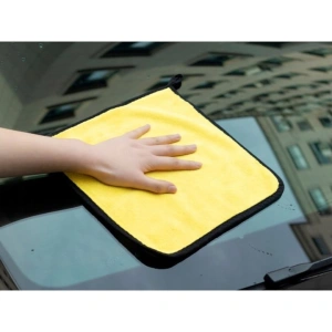 Set 3 prosoape din microfibra, absorbante si cu uscare rapida, 30 x 30 cm, gri/galben - pentru curatenie eficienta, fara urme si fara zgarieturi - Img 2
