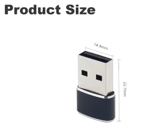 Set 4 adaptoare OTG, negru 22.7 x 14.9 mm, USB-A 2.0 la USB-C, transfer date pana la 480 Mbps si incarcare, carcasa din aluminiu - Img 3