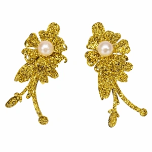 Set 4 agrafe de par roz si aurii 5 x 2 cm, model floral metalizat, 2 roz + 2 aurii, accesorii decorative pentru par - Img 3