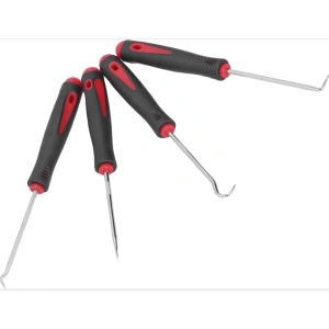 Set 4 carlige universale pentru etansari si inele, pentru tragere si manipulare elemente de cauciuc, otel si PP, varfuri magnetizate, 16 cm, negru/rosu - Img 8