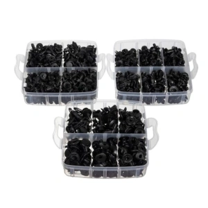 Set 620 clipsuri universale auto, 5 chei extractoare, 16 tipuri de pini, 18 dimensiuni diferite, plastic, negru, cutie depozitare - kit complet pentru reparatii si fixari auto - Img 2