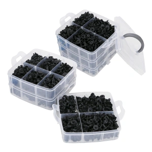 Set 625 clipsuri universale auto, plastic, negre - cu extractor si cutie organizatoare - Img 10