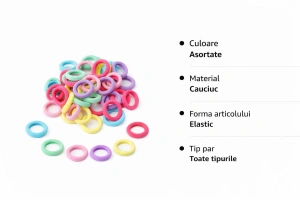 Set accesorii par colorate, 25 elastice 1,5 cm si 16 cleme inimioara 0,8 cm, organizator inclus - Img 8