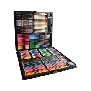 Set complet de copii pentru desenat,colorat,pictat,258 piese,trusa depozitare inclusa - Negru