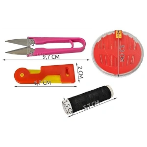 Set de croitorie, 43 articole pentru coasere si reparatii textile, cu cutie depozitare cu capac, multicolor - Img 10