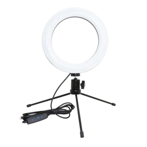 Set lampa circulara cu trepied, culoare 3200K-5800K, alimentare USB 5V, diametru inel 16 cm, pliabil - accesoriu ideal pentru fotografie - Img 4