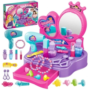 Set masuta de toaleta pentru copii, uscator, parfum, bijuterii, plastic, multicolor, 34 x 24 x 5.5 cm - Img 12