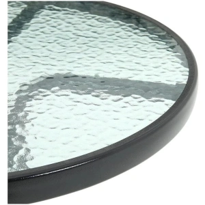 Set mobilier gradina, masa rotunda si 2 scaune, metal/sticla, pentru balcon, terasa, exterior, negru - Img 3