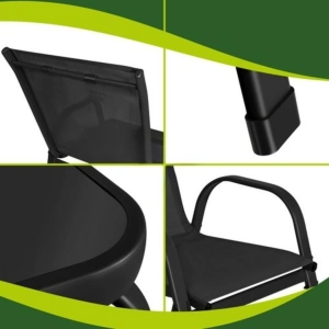 Set mobilier gradina, terasa, balcon, canapea 2 locuri, masa, 2 scaune, metal/sticla, negru - Img 9