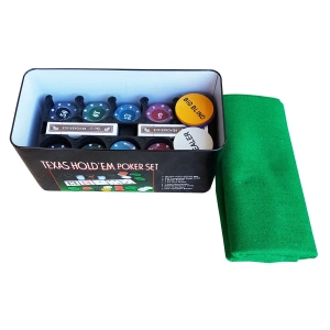 Set Poker Texas 200 jetoane numerotate,accesorii si carti incluse,cutie metalica depozitare - Multicolor - Img 2