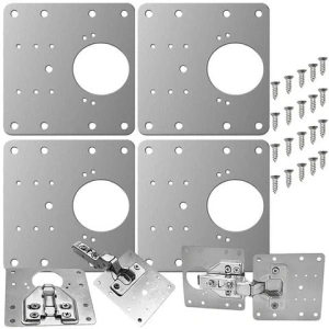 Set universal pentru consolidarea balamalelor de mobilier, 4 placi inox 9 x 9 cm, reparatie rapida pentru dulapuri si usi