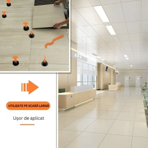Sistem de nivelare pentru placi ceramice, set complet 152 piese, tije refolosibile, distante 1-3 mm, 2 chei incluse, ideal pentru gresie, faianta si piatra naturala - Img 6