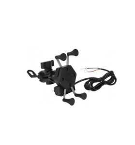 Suport de telefon reglabil,rotire 360 grade pentru motocicletă cu incarcator - Negru - Img 5