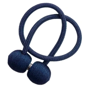 Suport magnetic pentru perdele, snur decorativ impletit, 44 cm, bleumarin, magnet puternic