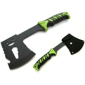 Topor multifunctional, pentru camping, drumetii, 30 cm, verde, husa inclusa - Img 5