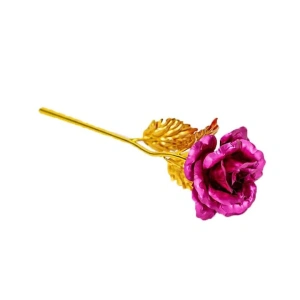 Trandafir artificial, suflat cu aur 24K, cutie eleganta, punga de cadou inclusa, roz - Img 8