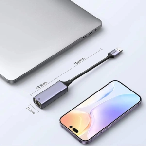 Adaptor USB-RJ45, Ethernet, 1000 Mbps, USB 3.0/2.0, Plug&Play, aluminiu, pentru tableta, PC, laptop, argintiu, 2.3 x 15.8 cm - Img 11