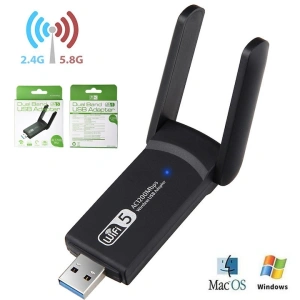 Adaptor wireless USB dual band 2.4 si 5 GHz, 1200 Mbps, USB 3.0, antene externe, culoare neagra - Img 2