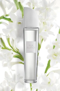 Apă de toaletă Avon Pur Blanca 50 ml - floral-lemnoasă pentru femei, cu note delicate de frezie, piper alb, bujor, trandafir și lemn de santal, ideală pentru o senzație de prospețime și eleganță zilni - Img 2