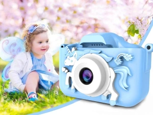 Aparat foto pentru copii,rezolutie 1080P HD,ecran 2 inch,12 MP, unicorn - Albastru - Img 3