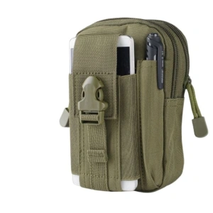 Borseta tactica pentru talie multifunctionala 1L, organizator EDC, poliester rezistent, impermeabil, verde 18 cm - Img 3