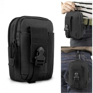 Borseta tactica pentru talie multifunctionala 1L, organizator EDC, poliester rezistent, impermeabila, neagra, 18 cm - Img 3
