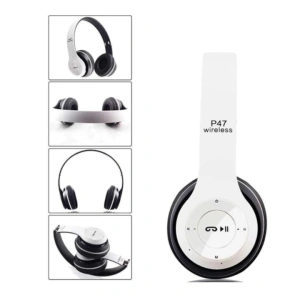 Casti audio, wireless, Bluetooth, lumini LED, radio FM, MP3, alb - Img 5