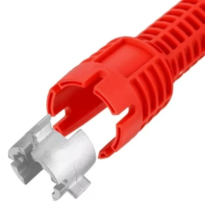 Cheie tubulara universala pentru conducte si tevi, maner antiderapant, plastic si otel, 24 x 5 cm, rosu, pentru instalatii sanitare si robineti - Img 5