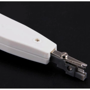 Cleste de sertizat LSA cu cutit KRONE si senzor, pentru conectarea cablurilor 0.35 mm si 0.7 mm, plastic + metal, alb, lungime 18 cm - instrument profesional pentru electricieni si tehnicieni IT - Img 8