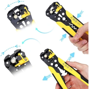 Cleste dezizolare si sertizare cablu, top reglabil cu limitator, 20x10x3 cm, negru-galben - Img 7