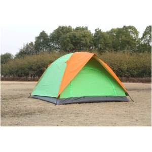 Cort camping, 2 persoane, impermeabil, protectie UV, rezistent la vant, 200 x 150 x 110 cm, husa inclusa, portocaliu/verde - Img 3