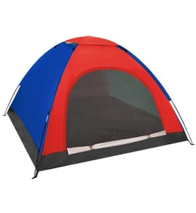 Cort camping cu plasa anti insecte,pentru 2-3 persoane,190x190x123 cm - Albastru/Rosu - Img 3