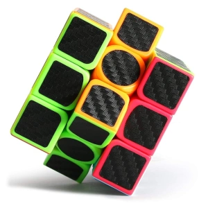 Cub de indemanare 3x3, 5.5 x 5.5 cm, Speed Cube cu stickere aspect fibra de carbon, joc de logica, ABS, multicolor, +6 ani - Img 2