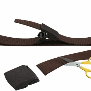 Curea barbati din nylon ajustabila, design fara gauri, catarama din plastic rezistent, 120 cm, maro inchis - rezistenta, confort si eleganta zilnica - Img 2
