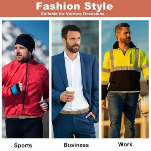 Curea barbati din nylon ajustabila, design fara gauri, catarama din plastic rezistent, 120 cm, bej deschis - stil simplu, confortabil si versatil - Img 4