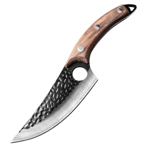 Cutit militar de vanatoare cu maner ergonomic din lemn, lama fixa din otel inoxidabil, teaca inclusa, 27 cm - instrument robust pentru drumetie, camping si activitati outdoor - Img 4