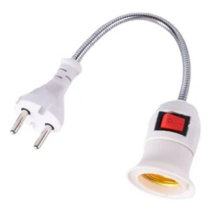 Dulie cu intrerupator si stecher, cu bec LED E27 5W, alb neutru 4500K, brat flexibil 20 cm, alb - Img 8